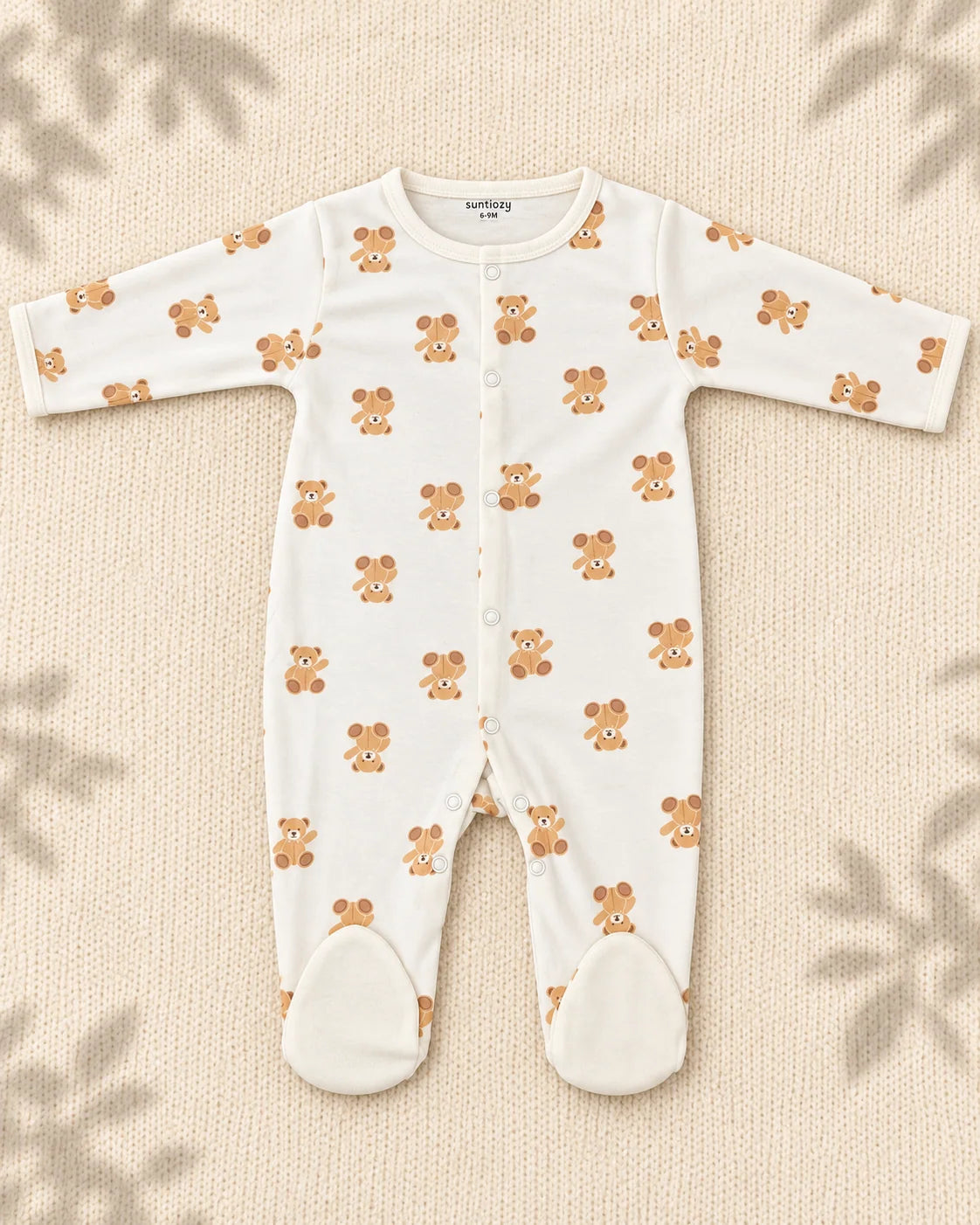 Pack of 3 - Full Sleeves - Footed Sleep Suits - Bearly Bear