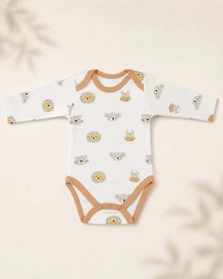 Pack of 3 Full Sleeve Bodysuits - Lion & koala - 008