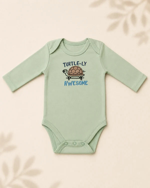Pack of 3 Full Sleeve Bodysuits - Green Turtle - 010