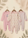 Pack of 3 - Full Sleeves - Footed Sleep Suits - Miney Mouse