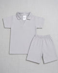 V Neck - Shirt & Shorts - Metallic Grey