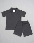 V Neck - Shirt & Shorts - Grey